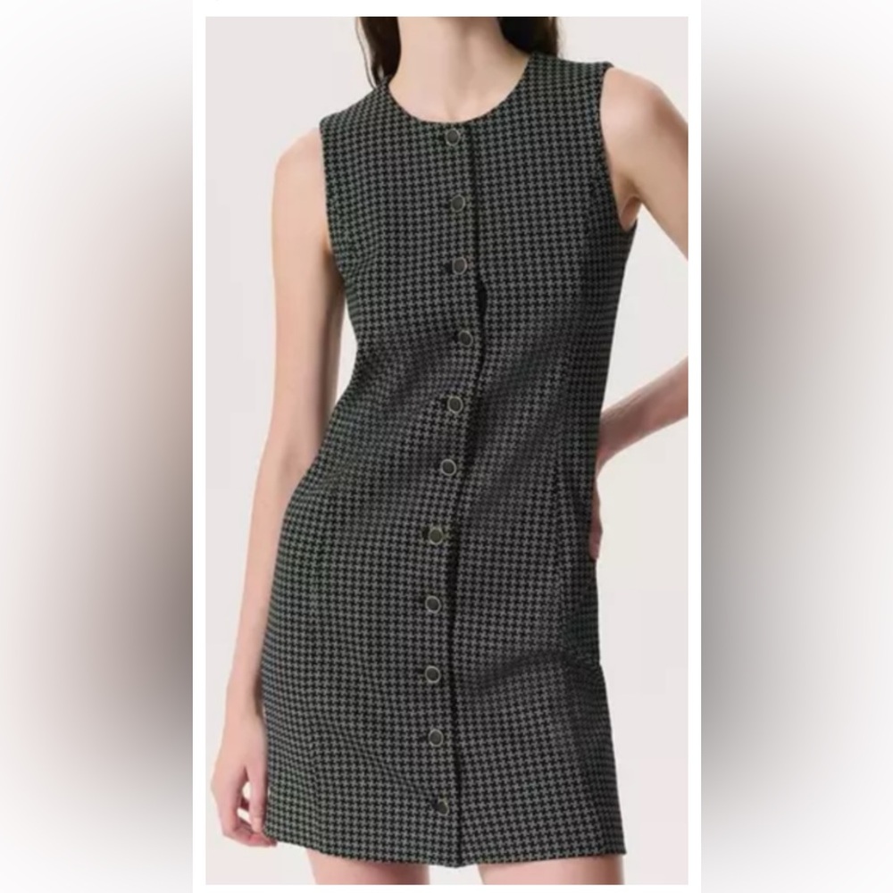 Rag and bone new houndstooth dress button front sleeveless